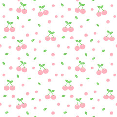 seamless pattern with pink cherry and bubbles