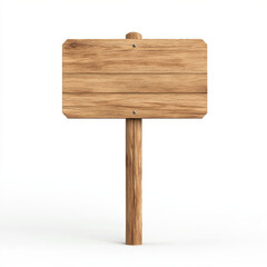 rustic wooden sign with simple design, featuring smooth surface and sturdy post. This versatile sign can be used for various purposes, adding natural touch to any setting