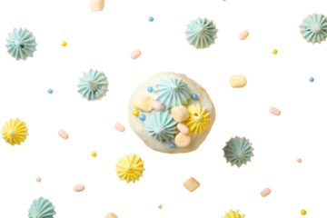 PNG, Easter, Easter cake with candies for decoration, isolated on white background