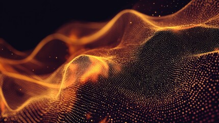 Fototapeta premium Golden Particle Wave Abstract Background.