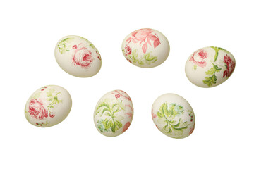 PNG, Easter, eggs in floral print, isolated on white background