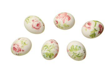 PNG, Easter, eggs in floral print, isolated on white background