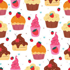 seamless pattern cupcake and ice cream. cute sweet dessert pattern for wallpaper, background and gift wrap paper
