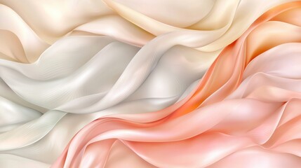 Shimme flowing fabrics in peach, cream, grey evoke ethereal glow of a dusk cityscape with catching meta-materials