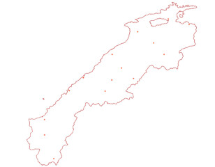 島根県　地図　白　斑点　イラスト