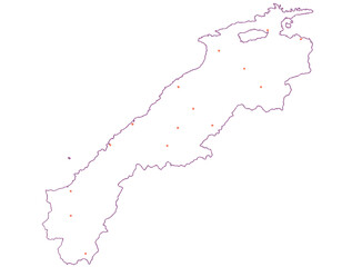 島根県　地図　白　斑点　イラスト