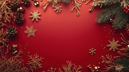 Festive Red  Gold Christmas Border.