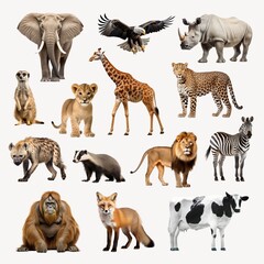 Naklejka premium Wildlife animal isolated image set
