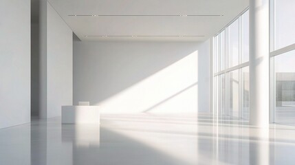 Minimalist Office Interior with Natural Light and Open Space Design
