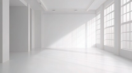Fototapeta premium Bright and Airy Open Office Space with White Walls and Natural Light