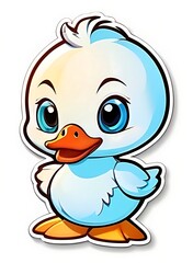 Obraz premium A whimsical sticker featuring a duck with large, expressive eyes, adding a fun touch to any surface.