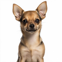 Obraz premium Small chihuahua with alert expression posing against plain background in a well-lit studio setting