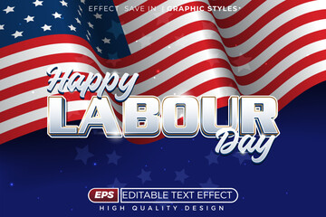 Editable 3d text effect Happy labour day