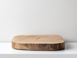 Unique wooden serving board on a minimalist white table showcasing natural texture and craftsmanship