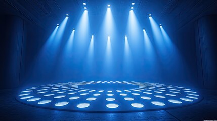 Empty stage lit by spotlights, dramatic effect