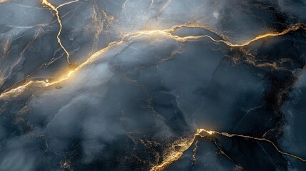Dark, dramatic marble with glowing gold veins