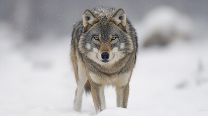 Fototapeta premium Majestic Gray Wolf in Winter Wonderland