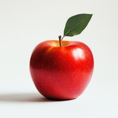 Fresh red apple with leaf