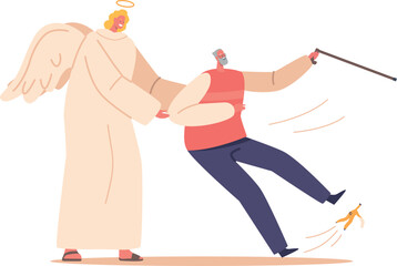 Angel guardian caring catching elderly