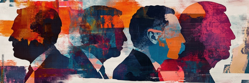 Leinwandbilder modern artistic collage of world leaders with abstract patterns reflecting political themes generati