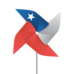Chile flag paper fan vector flat design