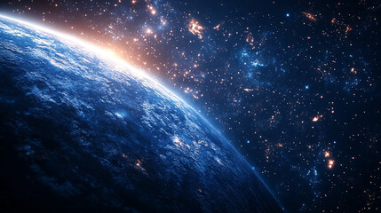 Obraz premium interdependence of celestial entities, emphasizing the enigmatic nature of the universe and the convergence of Earth with cosmic domains, highlighting modern cosmic connections