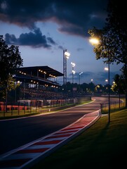 Empty Racing Track at Dusk.