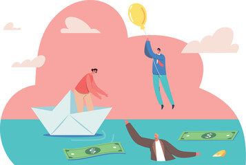 Business person drowning in water