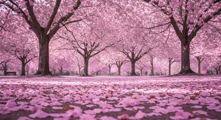 Captivating Pink Cherry Blossom Trees Creating a Dreamy Spring Landscape