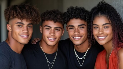 Four young people posing together