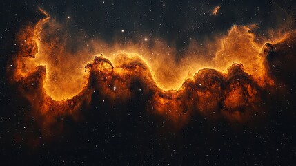 Fiery nebula cosmic dust swirls space background, astronomy