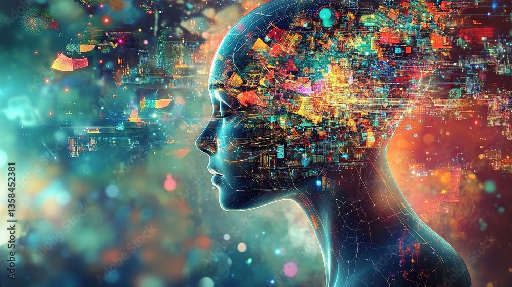 Poster futuristic analysis of artificial intelligence and data processing