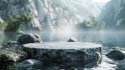 a bird sitting on a rock in the water