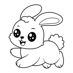 Cute bunny feels happy running alone, for coloring