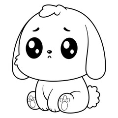 Cute bunny sitting and feeling sad, for coloring