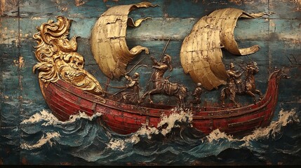 Fototapeta premium Environment Roman Trireme Perspective Dagger Horse