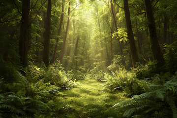 Fototapeta premium Nature's Hidden Symphony: An Understory Tale of Subtle Beauty and Tranquility