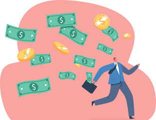 Businessman escaping money titan debt