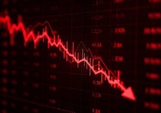 stock market graphs,Red stock market crash chart symbolizes financial loss and economic downturn. The concept is of finance and economic crisis, investment, recession,