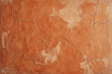 Fototapeta premium Textured terracotta wall with visible cracks forming an abstract pattern
