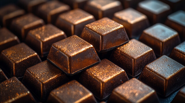 Shiny new blank pure bronze bars arranged in perfect alignment, symbolizing wealth, stability, and durability. The polished surface reflects prosperity and the timeless value of precious metals.

