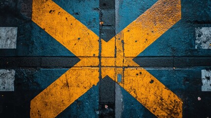 Urban pavement design with contrasting colors