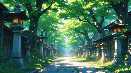 anime illustration background japan scenery theme