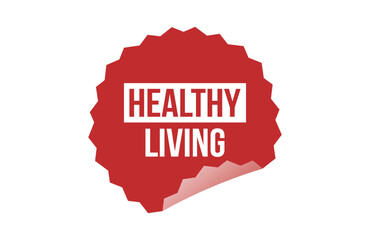 Healthy Living red ribbon label banner.