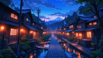 anime illustration background japan scenery theme