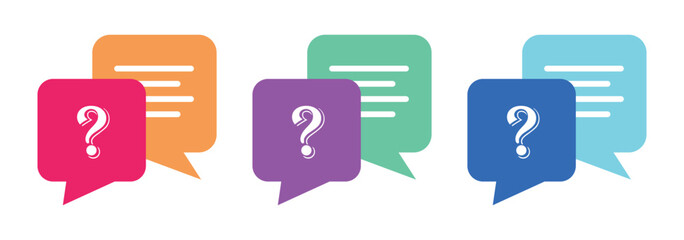 Questions and answers icon with speech bubble and q and a letters. Vector minimal trendy illustration in 3 styles for frequently asked questions concepts in websites