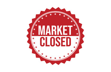 Market Closed red ribbon label banner.
