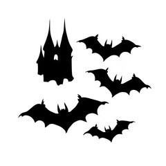 Fototapeta premium Abstract Black and White Bat-Like Creatures in Flight