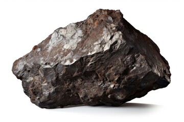 Fototapeta premium Meteorite mineral rock white background.