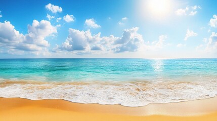 Fototapeta premium Breathtaking Tropical Beach Panorama Under Clear Blue Sky